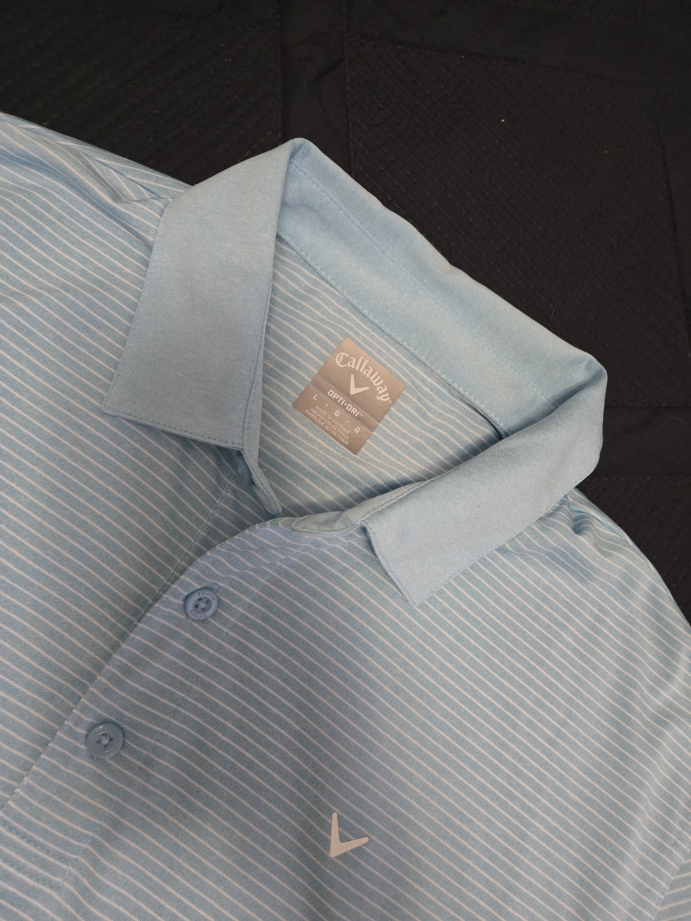 Callaway Opti Dri Men’s Light Blue Striped Polo Shirt L